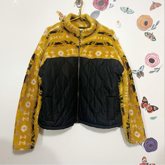Thread & Supply Yellow Aztec and Black Quilted Women's Jacket XL - Picture 2 of 10